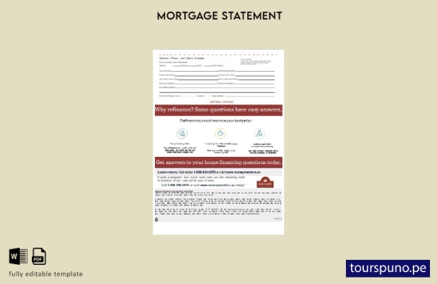 listo para imprimir extracto de hipoteca bancaria de Canada Money Mentors (MM) 1